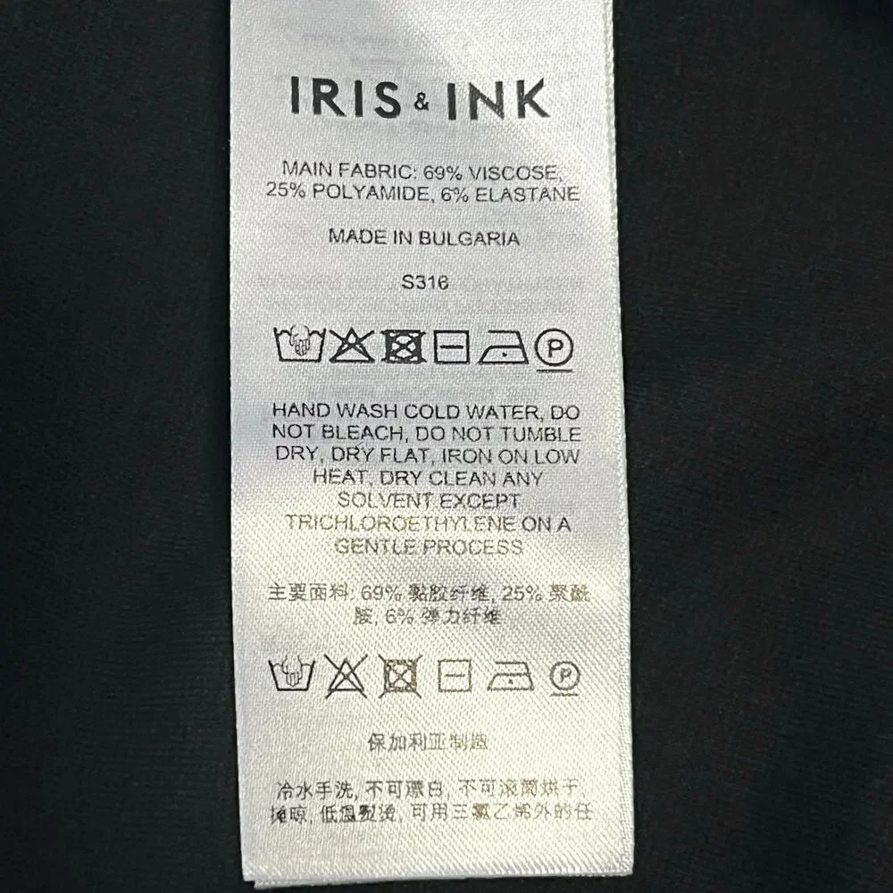 Iris & Ink Black Straight Pencil Skirt Size 12 Office Career
